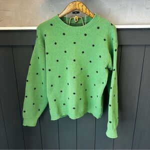 Green Black Polka‎ Dot Sweater Size XL